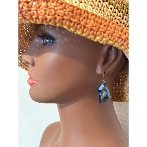 Large Blue Dangle Earrings - Picture 5 of 5